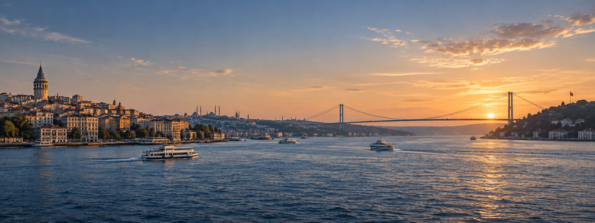 Morning light over the Bosphorus in Istanbul
